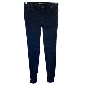 Michael Kors Womens Skinny Jeans Size 0 Dark Wash‎ Low Rise Ruched Ankle Denim
